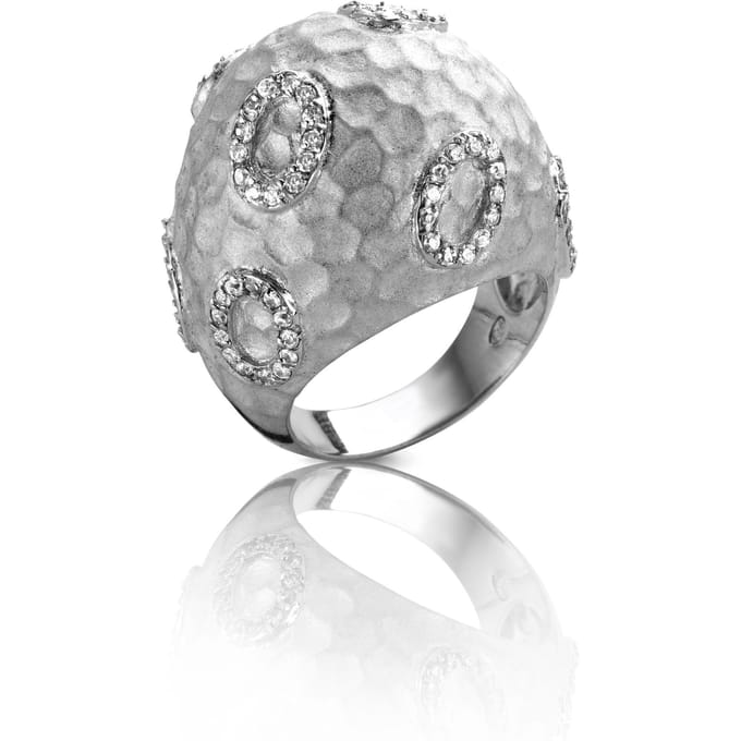 Orphelia Ring Bombe Hammered Zirconium Zilver 925 R-4251-RP/52