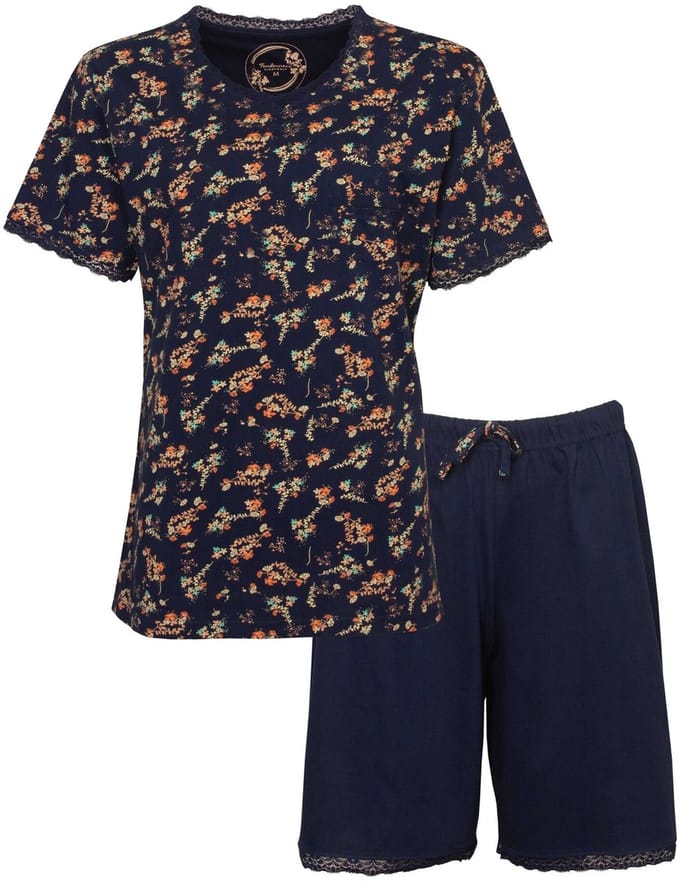 Tenderness Dames Shortama - Pyjama Set - Donker Blauw - Maat M