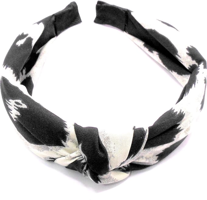 Diadeem met knoop zwart-wit