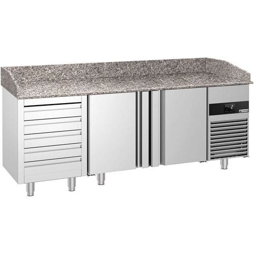 GGM Gastro Pizzakühltisch PREMIUM - 2100x800mm - mit 2 Türen & 5 Schubladen