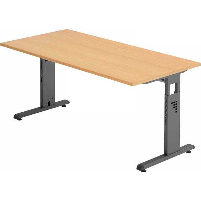 MEGA 16 G | Bureau - 160 x 80 Tafelhoogte I In hoogte verstelbaar Beuken/Grafiet