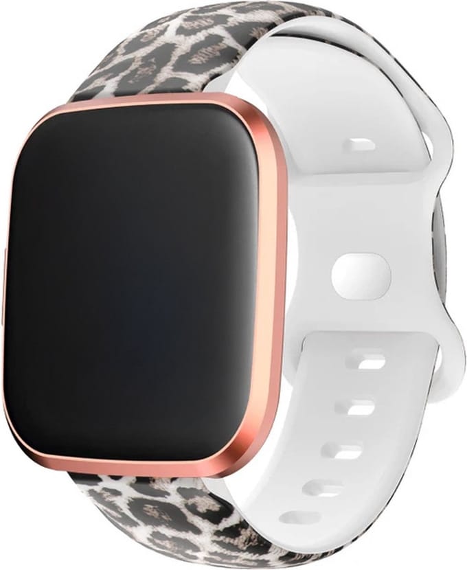 Strap-it Sport siliconen bandje met luipaard / leopard print - geschikt voor Fitbit Versa 1 / Versa 2 / Versa Lite