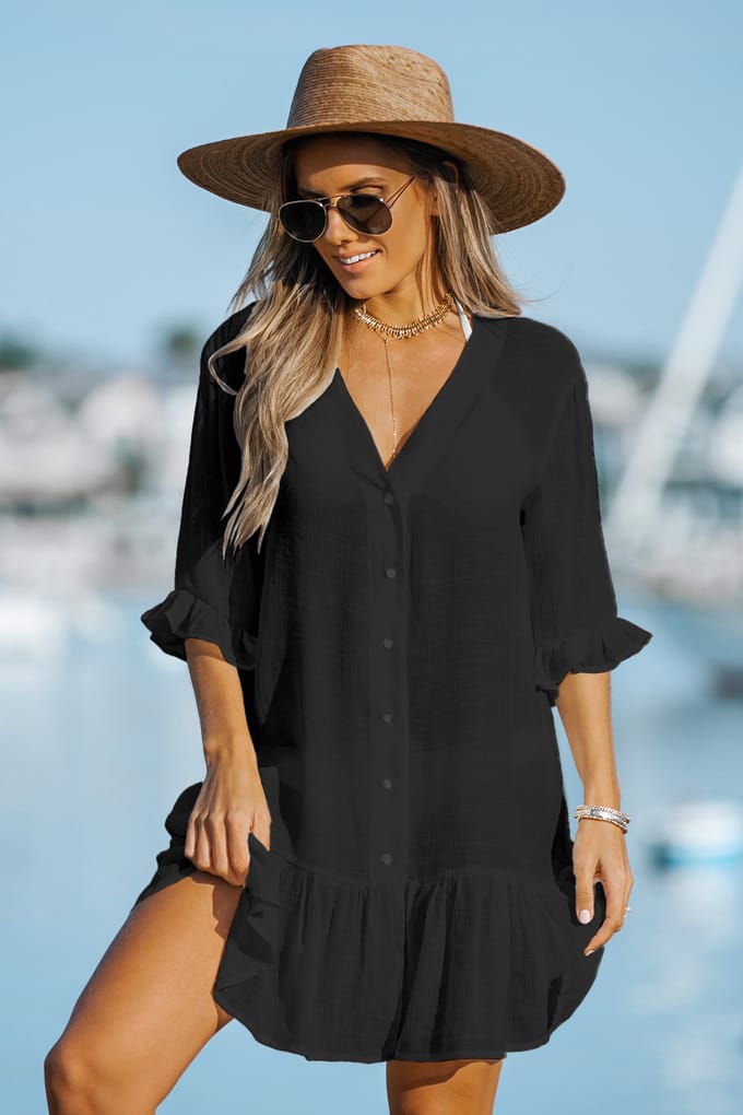 Vestido playero con volantes
