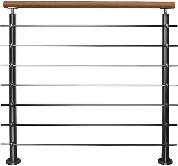 Roestvrij stalen leuning - Trap reling - Veilig traplopen - Horizontale stutten - 2 meter - Roestvrij staal