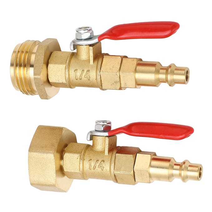 2 STKS RV Blowout Adapter Interne Externe Schroefdraad Winterklaar Fitting met Kogelkraan voor Boot Camper Reistrailer beige