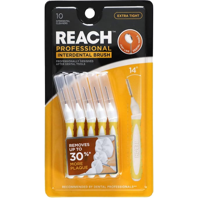 Reach, Professionele Interdentale Borstel, Extra Strak, 10 Interdentale Reinigers orange