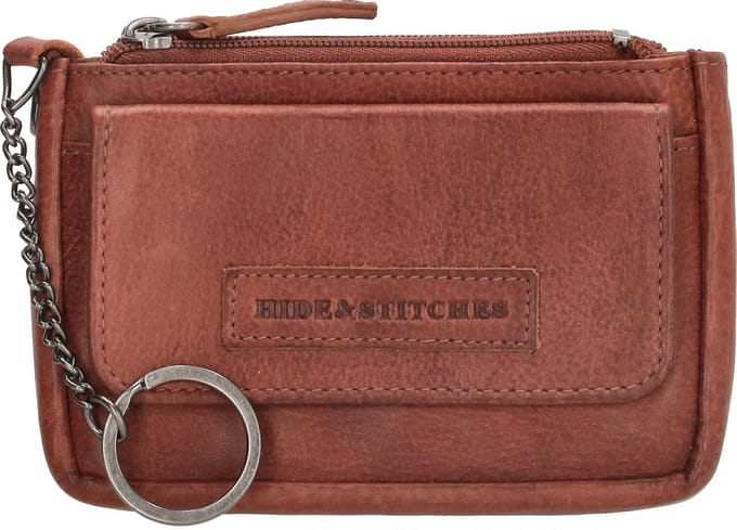 Hide & Stitches Paint Rock Sleuteletui - 100% Leer - Donkercognac