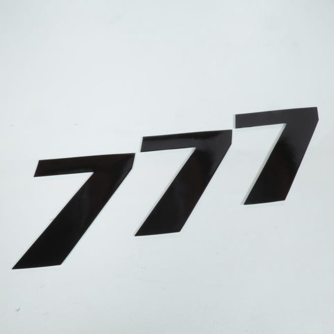 3 sticker startnummer zelfklevend cijfer 7 zwart 20x25cm voor motor