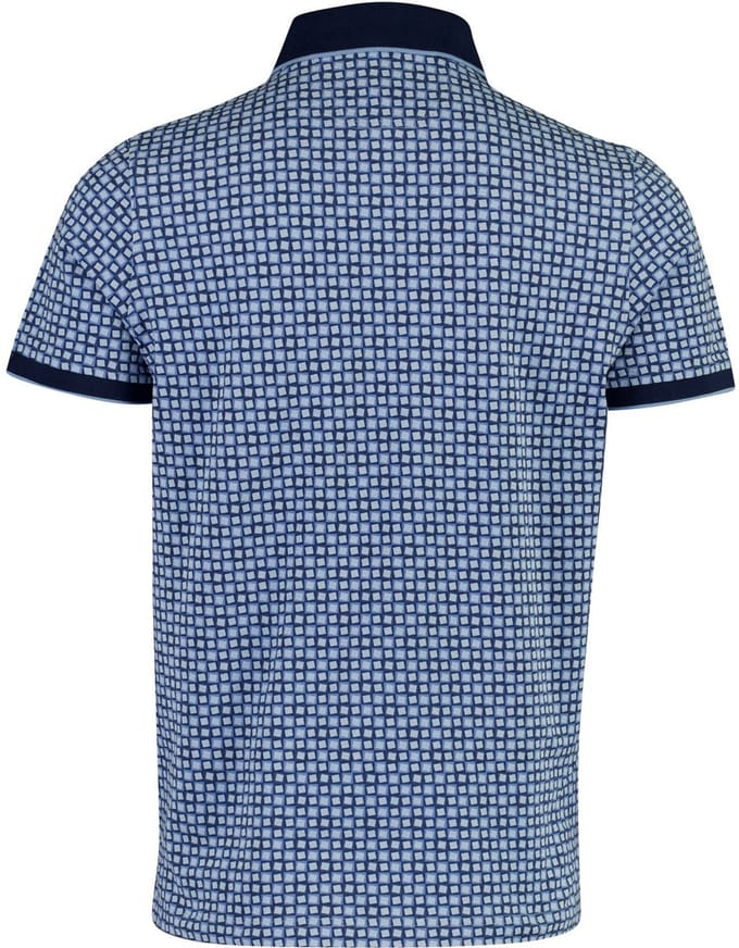 Baileys Polo Two-Tone Piqué Rotated Squares Fantasy Pattern Delft Blue / male