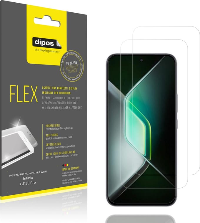 dipos – 2x Beschermfolie geschikt voor Infinix GT 50 Pro | 3D Full Cover Screenprotector | 100% Passend