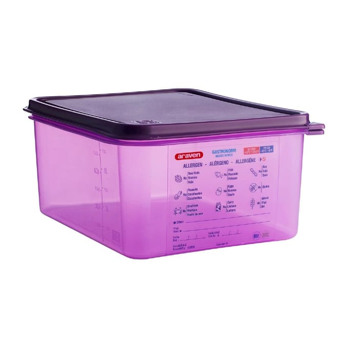 Araven Allergen polypropyleen 1/2 gastronorm bewaarbox paars 10L