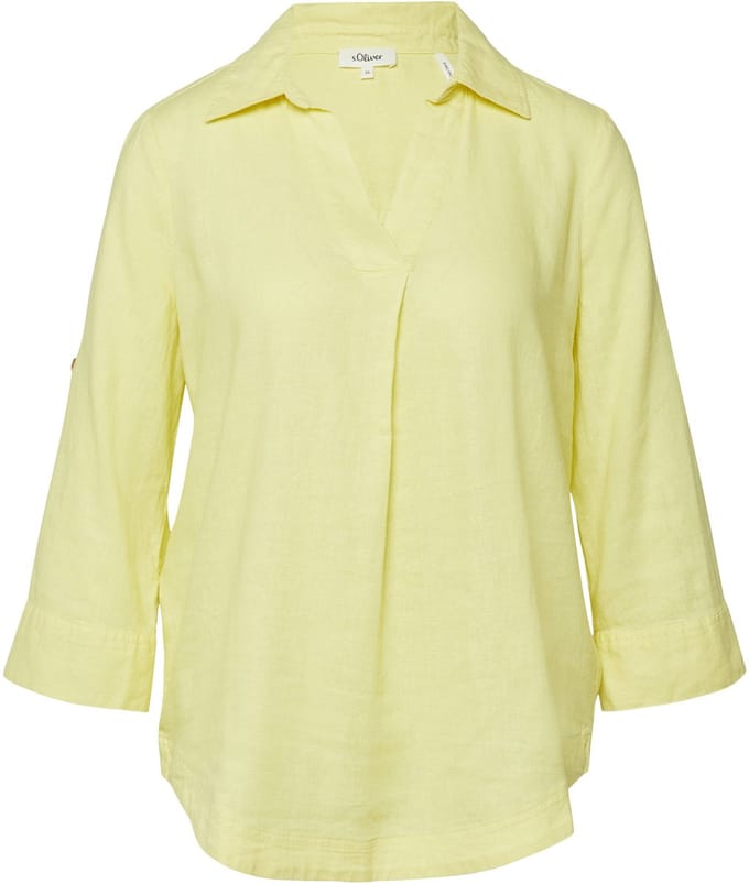 Linnen gemengde blouse met 3/4 mouwen en kraag voor dames s.Oliver