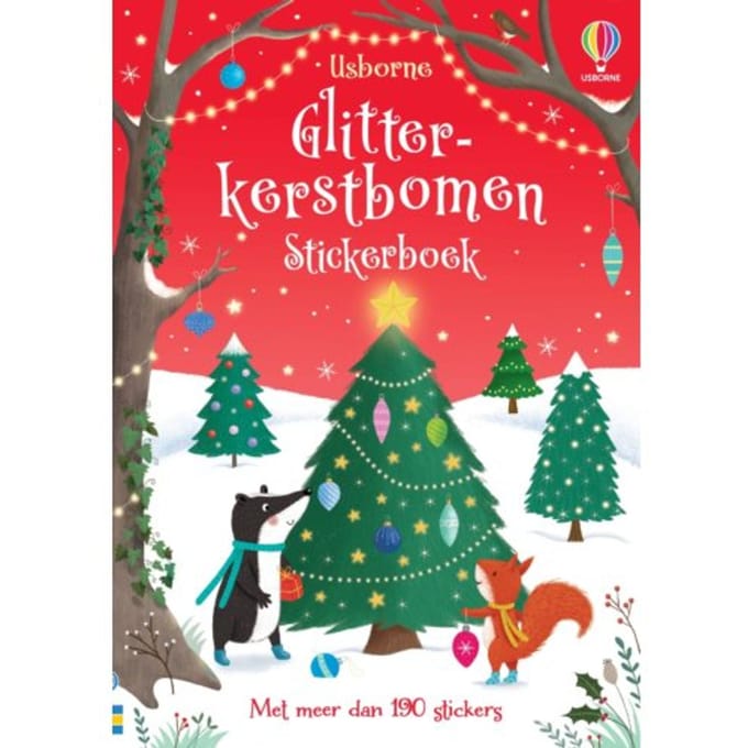 Glitterkerstbomen Stickerboek - Usborne Glitterstickerboek