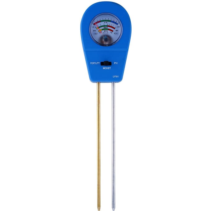 Test de sol 3 en 1, testeur d'humidité PH, testeur de fertilité, outil de surveillance du sol pour plantes et fleurs de jardin bleu