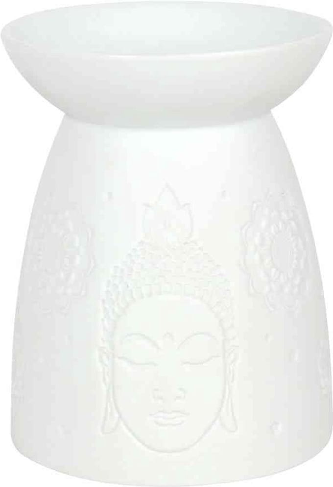 Something Different - White Ceramic Buddha Face Oliebrander - Wit