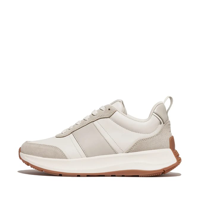 FitFlop FitFlop F-Mode Flow Sneaker - Leather & Suede Mix WIT - Maat 36