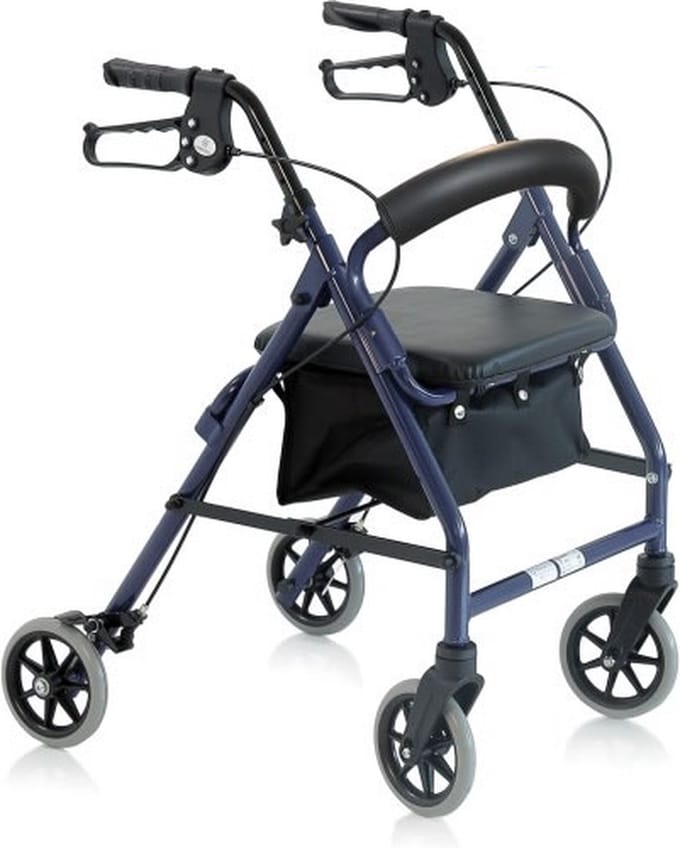 Moretti Opvouwbare rollator - Aluminium met stoffen zitje - Blauw/Zwart