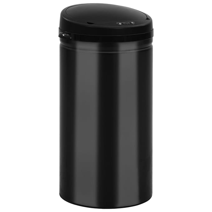 vidaXL - Prullenbak - met - automatische - sensor - 50 - L - koolstofstaal - zwart