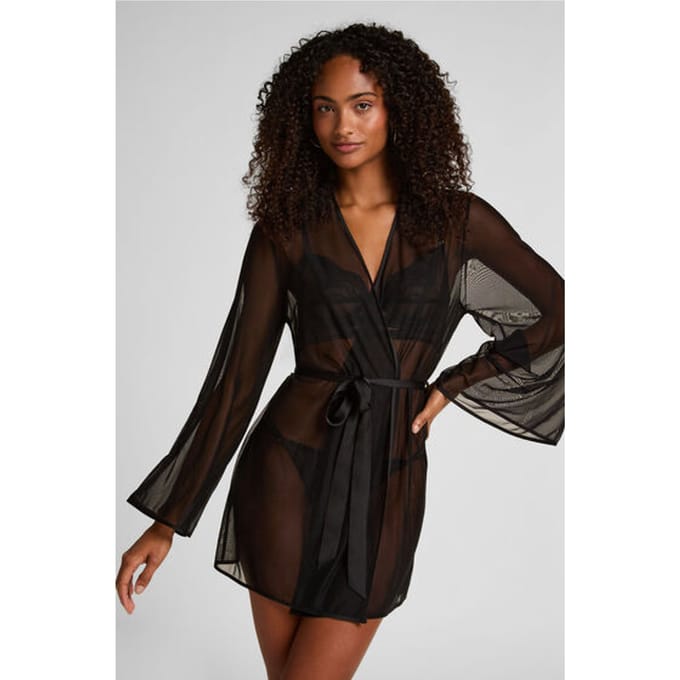 Hunkemöller Mesh kimono Imani Zwart