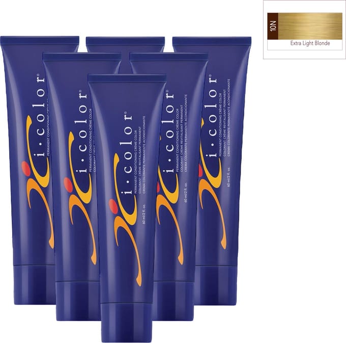ISO i color Permanent Conditioning Crème Color 60ml 10N (10.0) Extra Light Blonde x 6 tubes