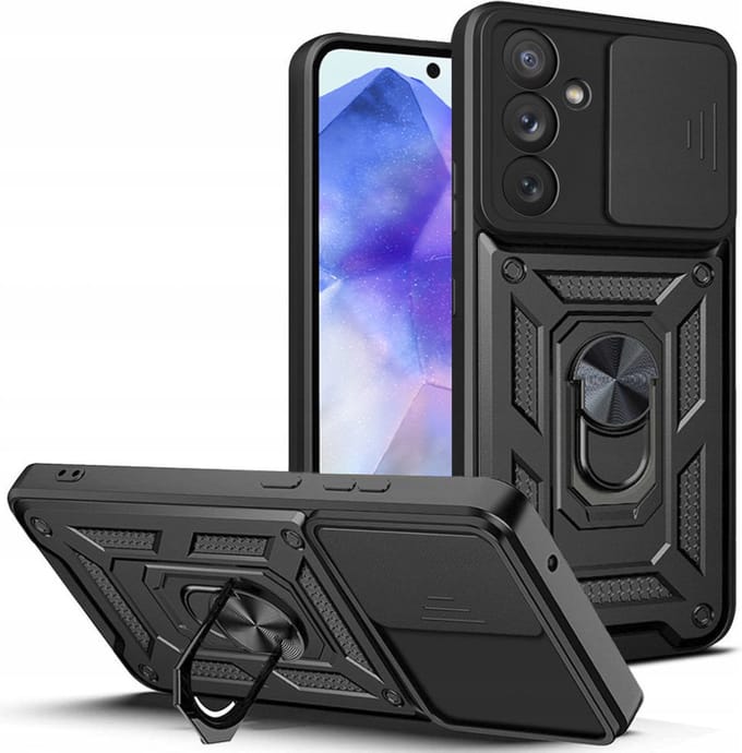 Hoesje geschikt voor Samsung Galaxy A55 - Techsuit Camshield Back Cover - Zwart