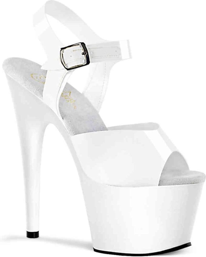 Pleaser Sandaal met enkelband -41 Shoes- ADORE-708N Wit