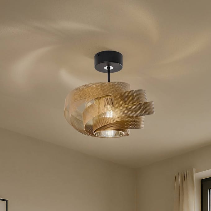 Domiluce Plafondlamp Vento, zwart/goud, metaal, Ø 40 cm, E27