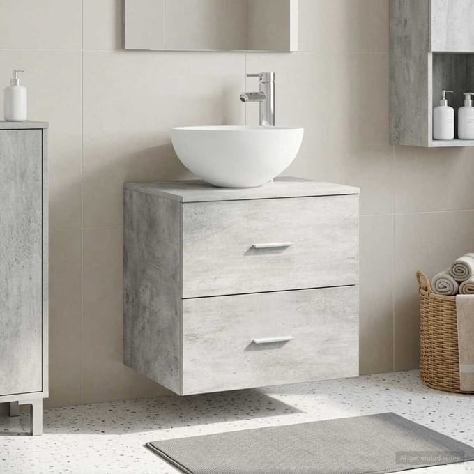 vidaXL Wandgemonteerd wastafelmeubel Betongrijs 49,5 x 41 x 80 cm