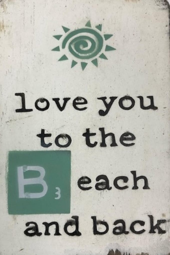 Tekstblok 10x15 2 cm dik Love to the Beach blue