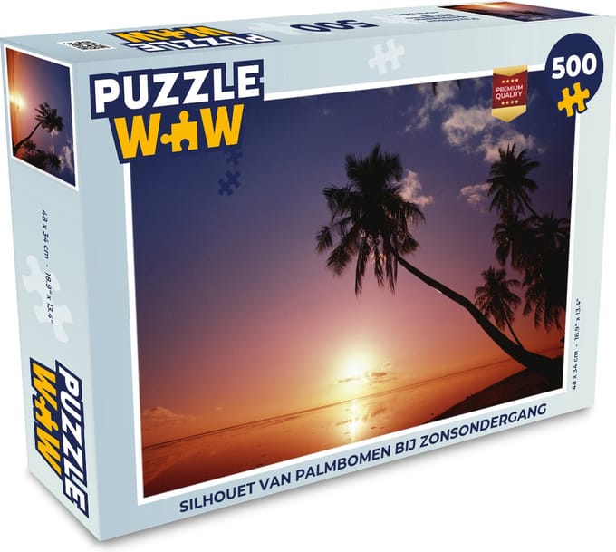 Puzzel Silhouet van palmbomen bij zonsondergang - Legpuzzel - Puzzel 500 stukjes