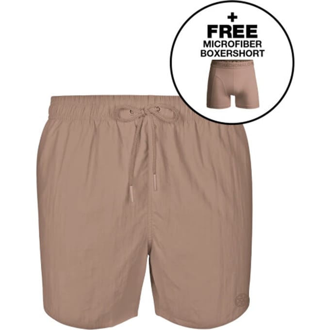 Heren Zwembroek Bruin + Gratis Microfiber boxershort