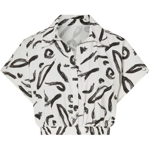 ESMARA Dames blouse (Zwart/wit met print, M (40/42))
