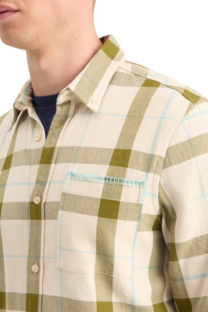 Scotch & Soda Herringbone Check Shirt Beige Check Size: S | Casual Shirts Outlet | Heren | Beige
