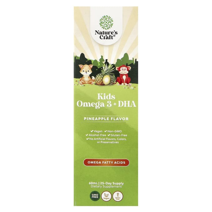 Nature's Craft, Omega-3 + DHA voor Kinderen, Ananas, 60ml (2 fl oz)