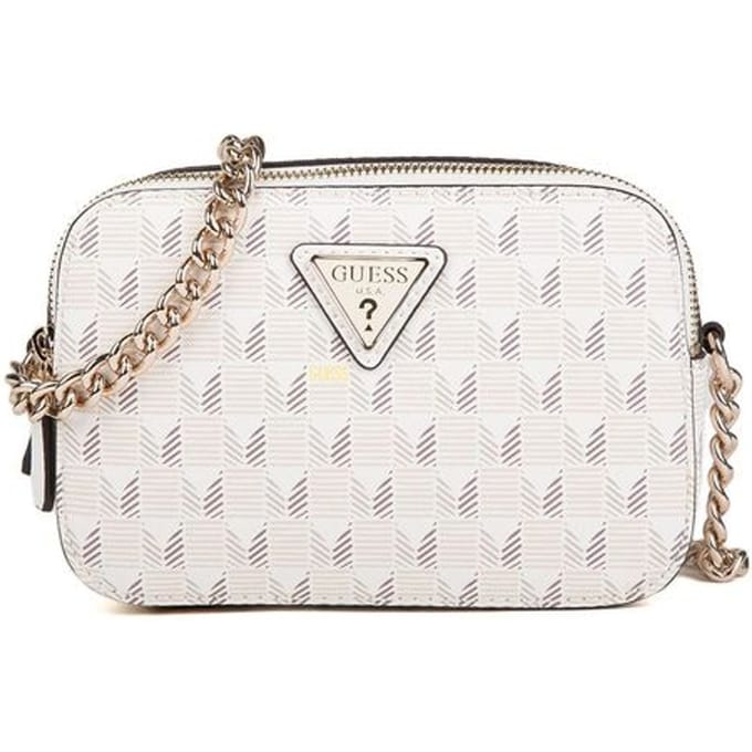 GUESS Schoudertas G Wave Camera Crossbody Stone Logo Wit