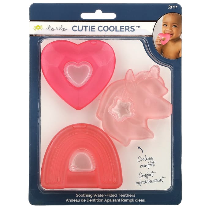 Itzy Ritzy, Cutie Cooler, Verzachtende Water Teether, 3 Maanden Of Meer, Magisch, 3 Teethers pink