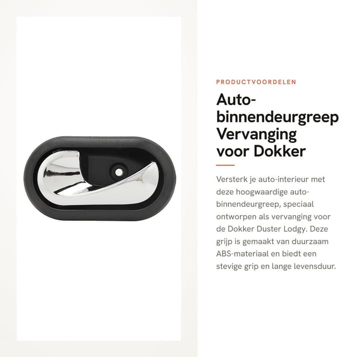 Dailygoods - Auto-binnendeurgreep Vervanging voor Dokker Duster Lodgy