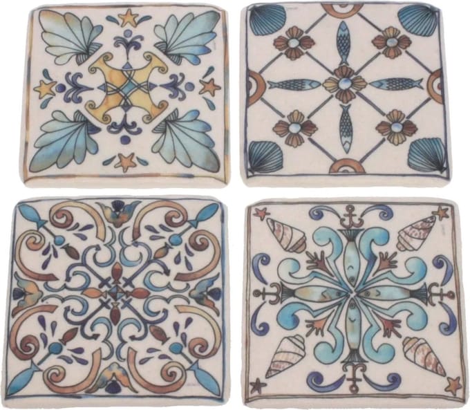 Onderzetters Portugese tegels, s/4, 9,5x9,5cm