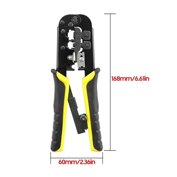 Rateltang 3-in-1 multifunctionele draadkrimptang Stripper Cutter, 8P 6P netwerklijn blauw