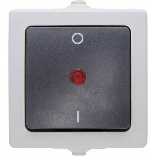Nautic Wipcontroleschakelaar - 2-polig - Spatwaterdicht - Opbouw - Antraciet/Wit
