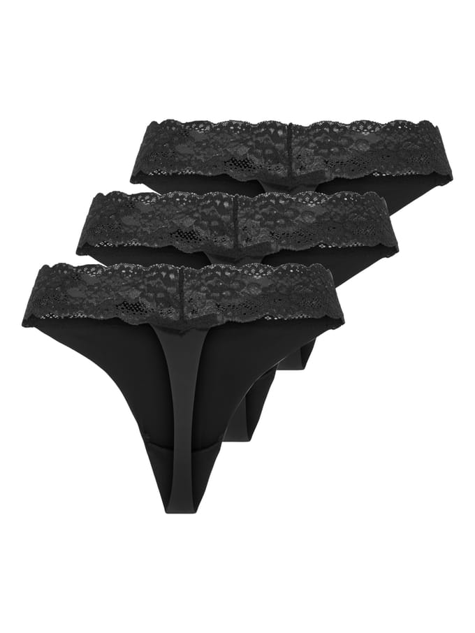 ONLY - ONLCHLOE LACE S.S THONG 3-PACK ACC NOOS Dames Onderbroek