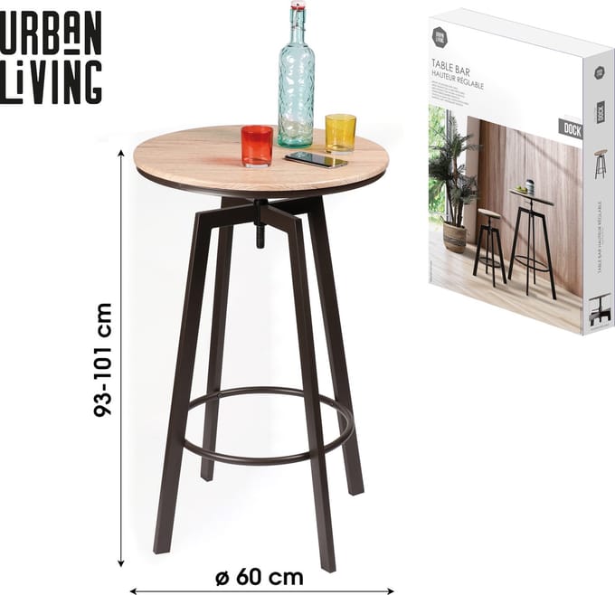 BARTAFEL DIAM 60CM IN HOOGTE VERSTELBAAR VAN 93 TOT 101CM