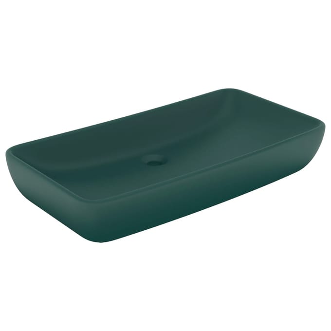 vidaXL - Wastafel - rechthoekig - 71x38 - cm - keramiek - mat - donkergroen