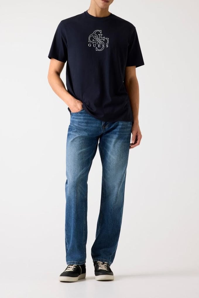 GUESS Ss Bsc Basic Quattro Smart Blue Taglia: L | Magliette basic Outlet | Uomo | Blu