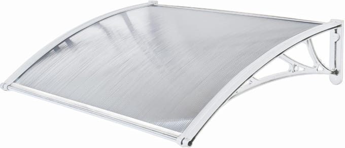 Polycarbonaat Luifel - Overkapping Deur - Bescherming Buiten - Weerbestendig Materiaal - 80 x 120 cm - Wit