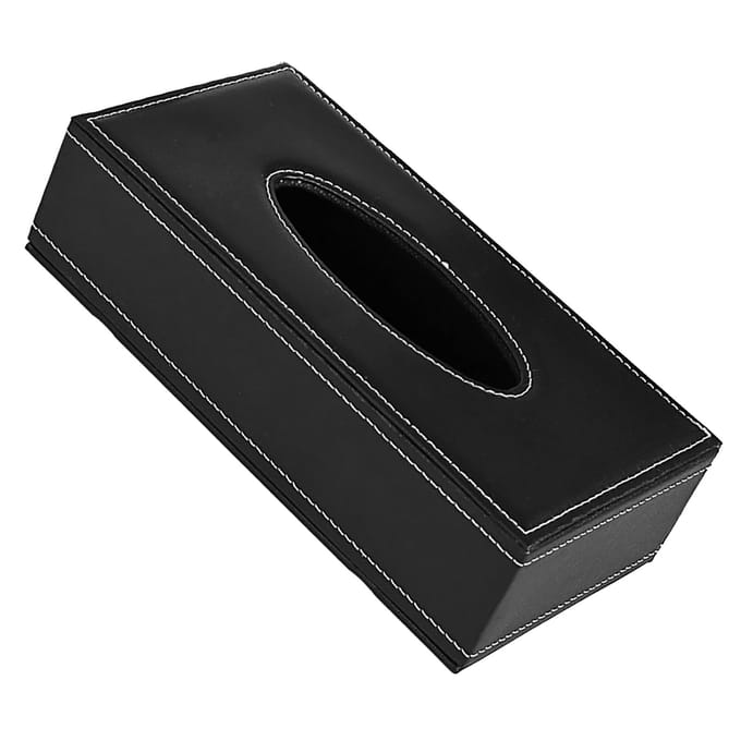 Tissueboxhoes Grote Capaciteit Rechthoekig Leer Tissueboxhouder Servetdispenser voor Thuis black