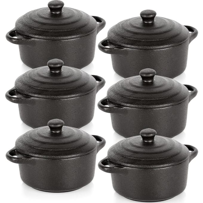 Vilde - Porseleinen Ovenschaaltjes - 300 ml - Met Deksel - 6 stuks
