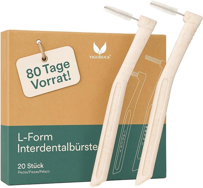 Interdentale borstels L-vorm - maat 5, 0,8 mm - 20 duurzame tussenruimteborstels