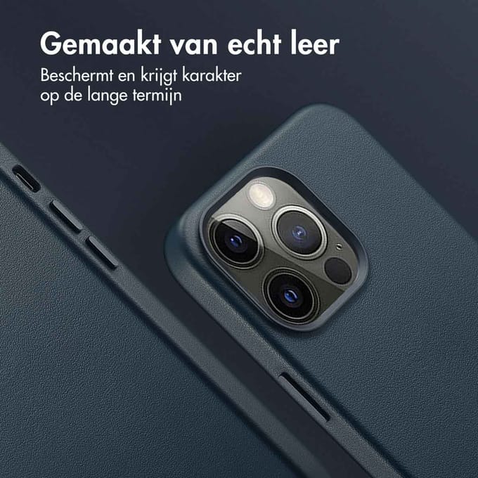 Accezz Hoesje - Geschikt voor iPhone 13 Pro - geschikt voor MagSafe Leather Backcover - Nightfall Blue