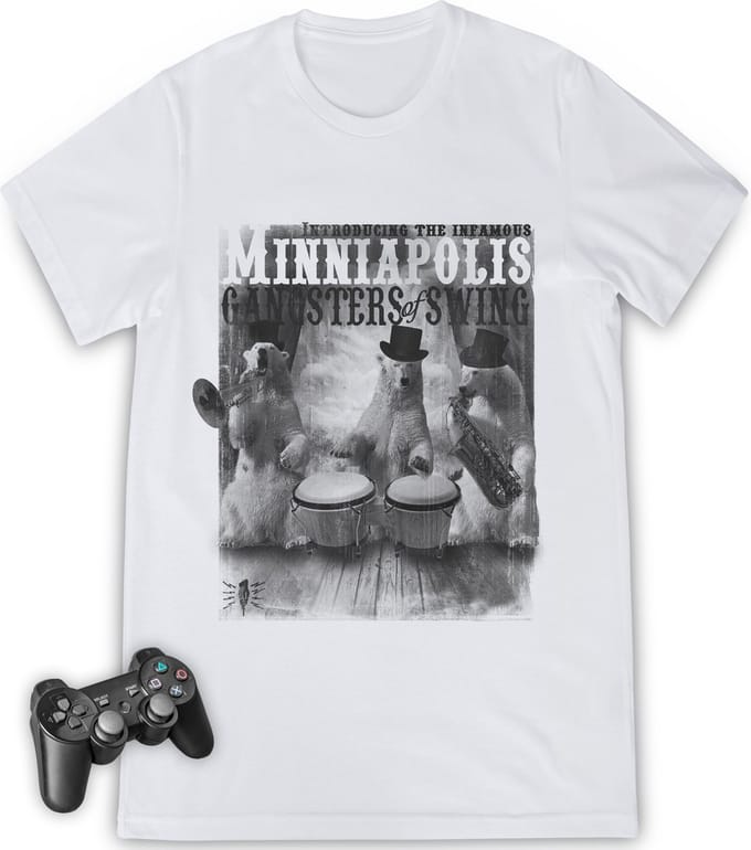 Jongens tshirt met grappige ijsberen print  - Maten 92 t/m 164 - Shirt kleur wit.